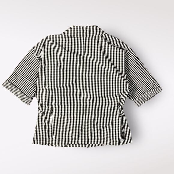 Talbots Petites Tie Front Gingham Jacket Womens Size L Black White Minimalist - Picture 7 of 9